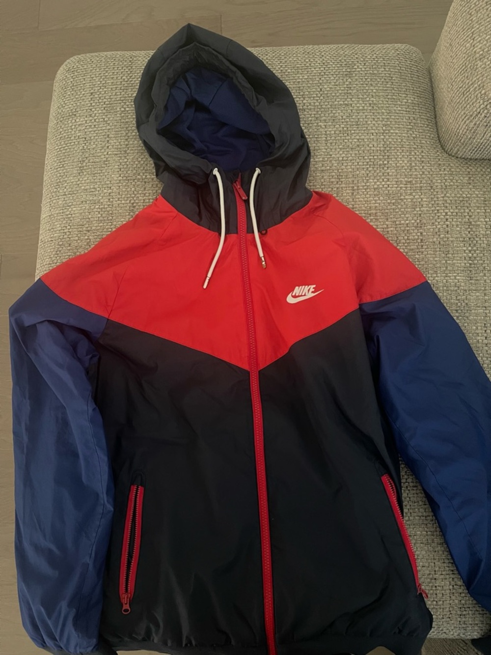 Nike Blue, Black & Red Hooded Athletic Jacket